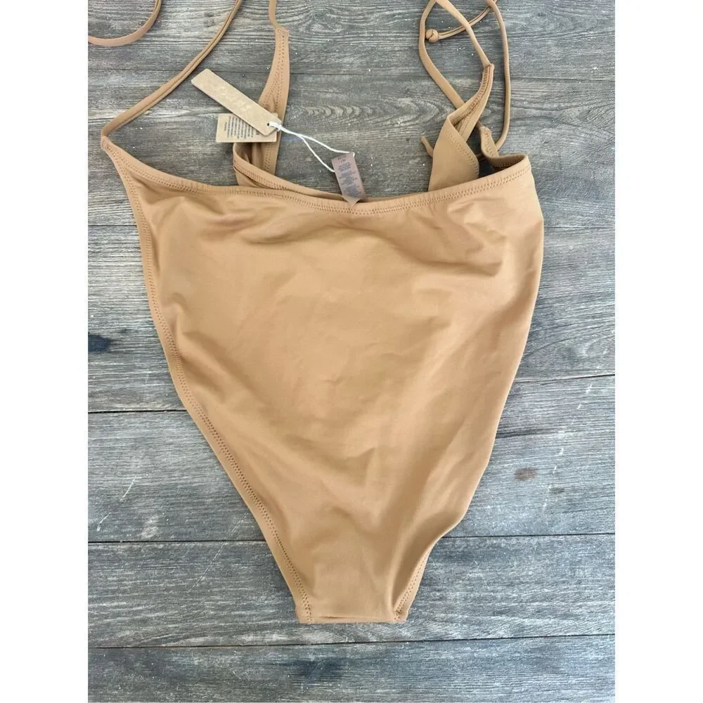 Skims Recycled Swim Dippy Almond Tie Bathing Suite bottom, NWT, size 4X